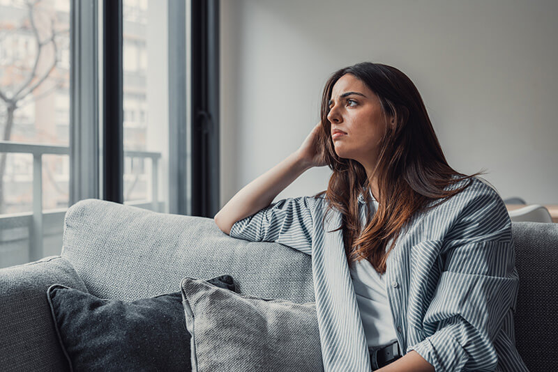 A woman struggles with negative self-talk.